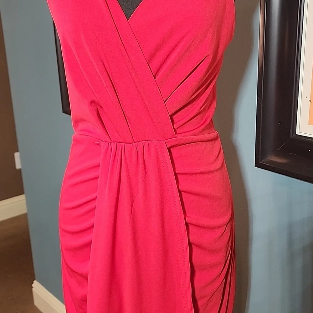Red Sleeveless Draping Dress